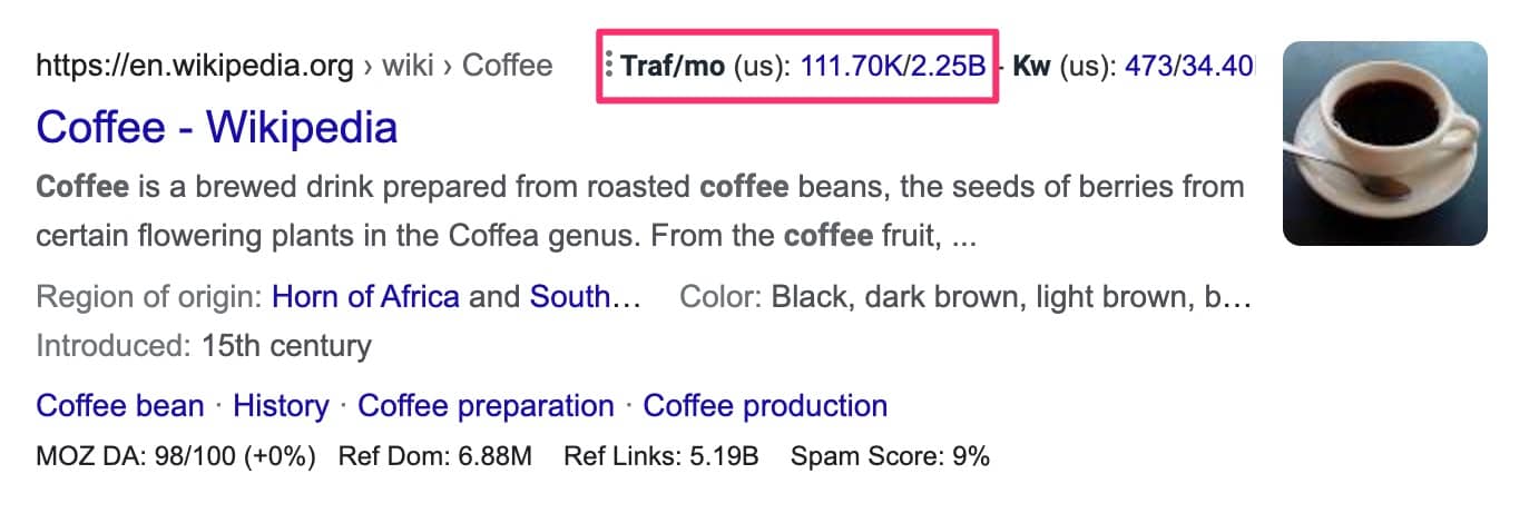 seed keyword first page traffic