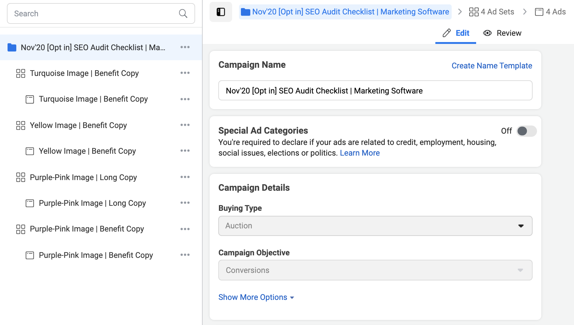 facebook ad campaign set up