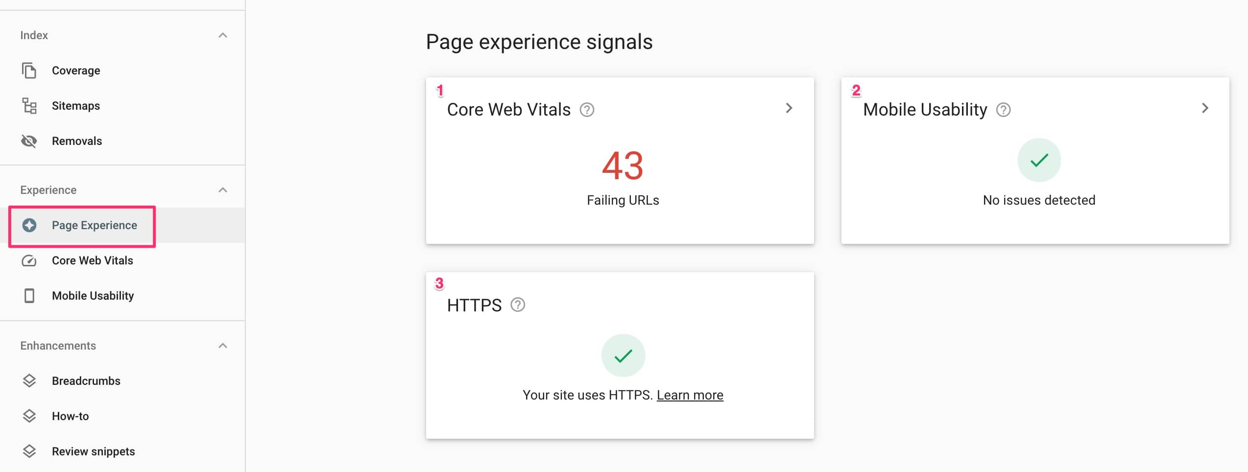 page experience gsc