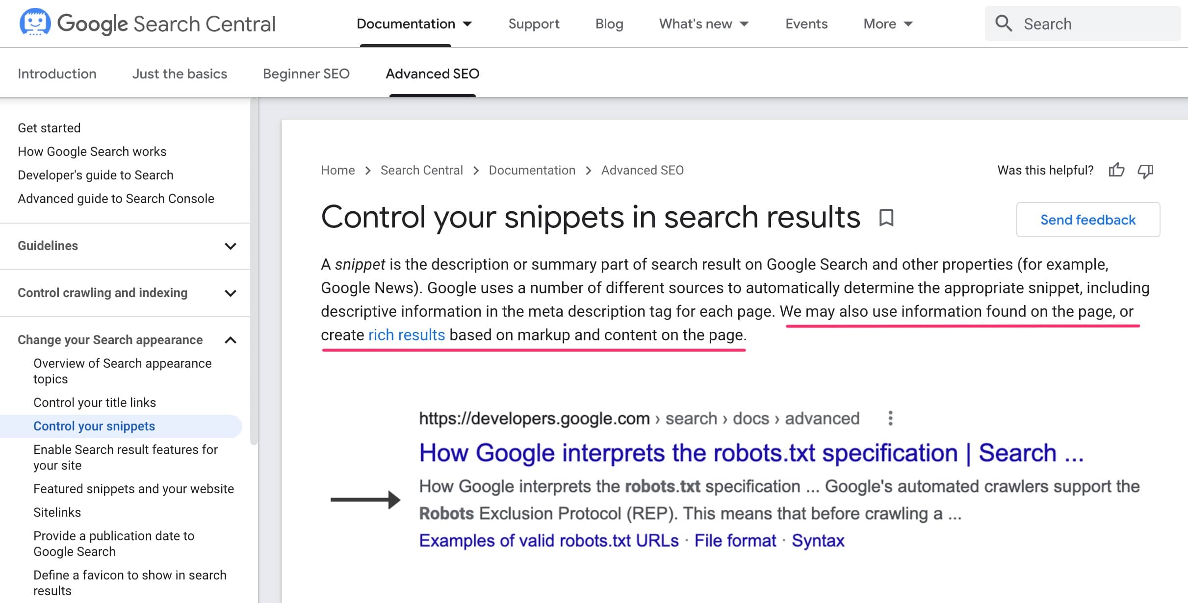 control google snippet markup