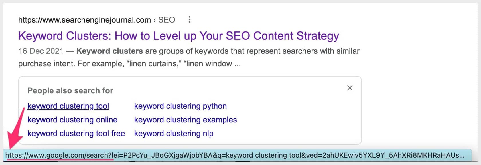 PASF search result links-