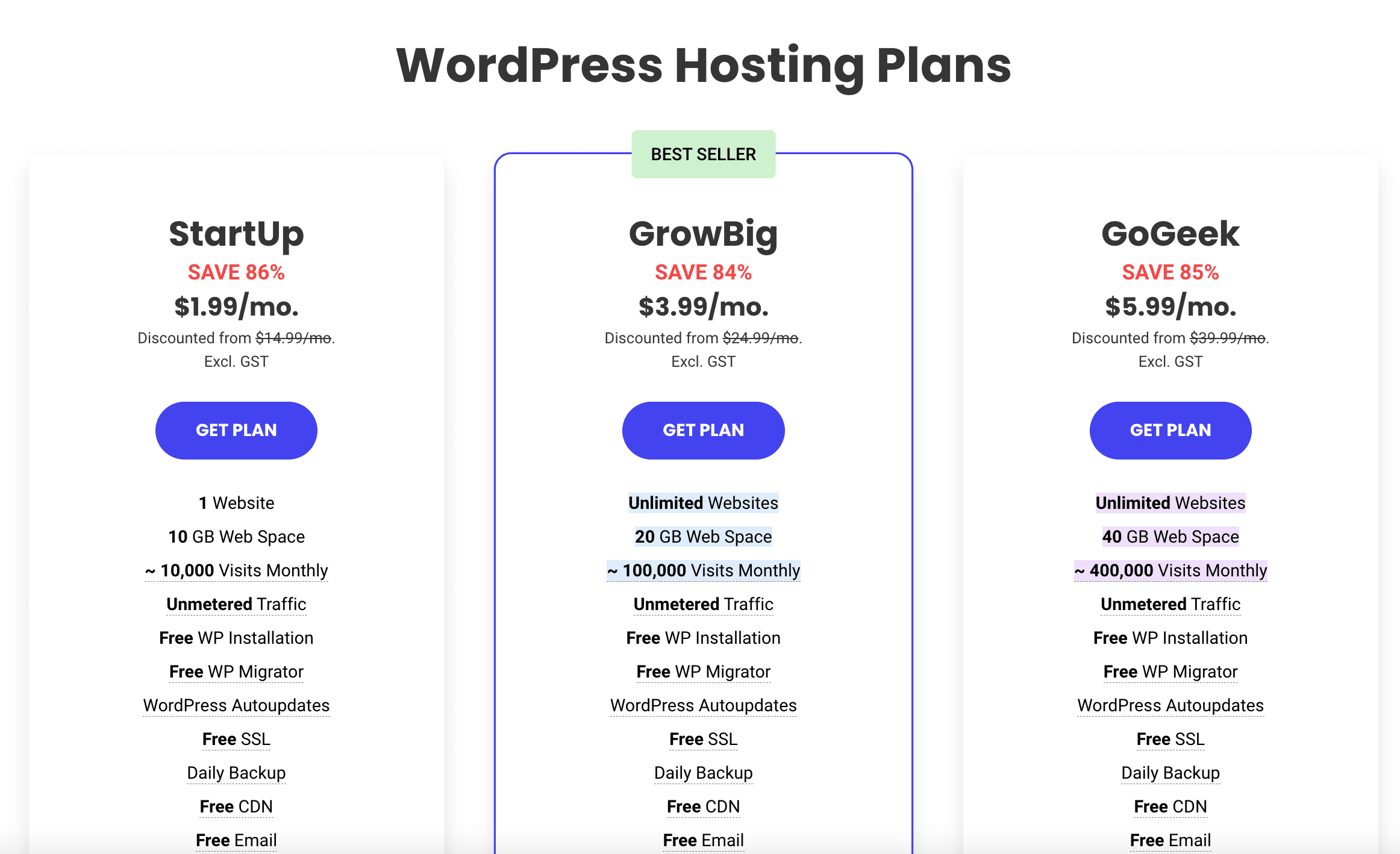 siteground plans and pricing
