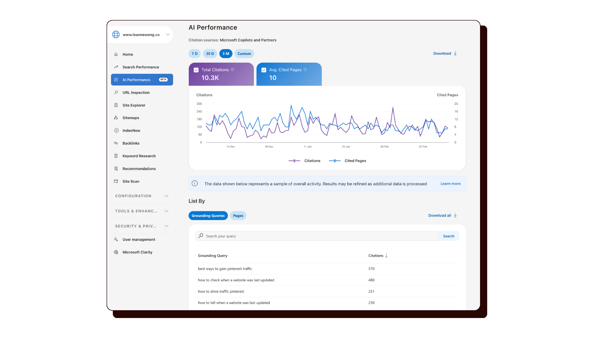 bing ai performance report