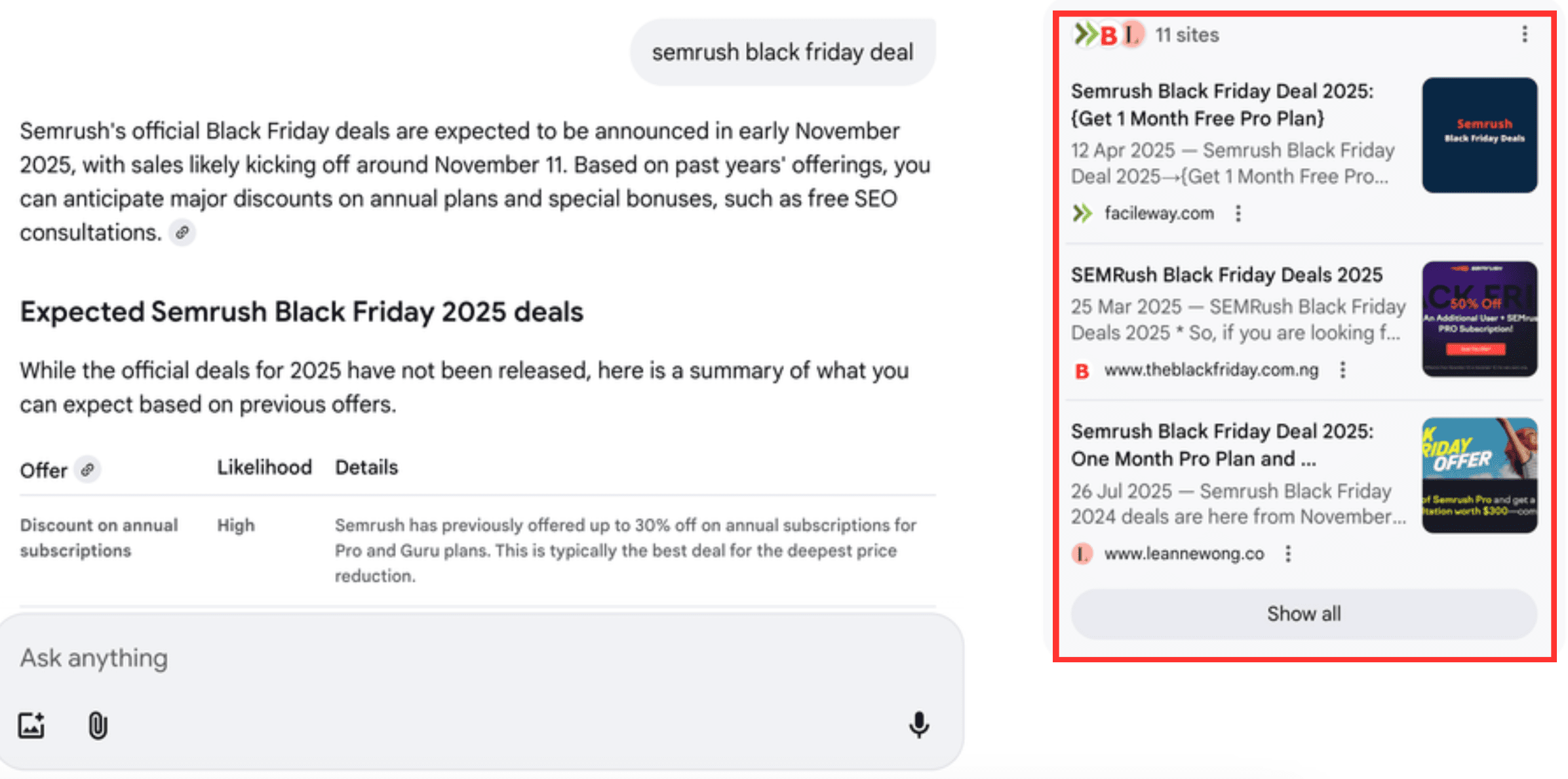 AI Mode citation links example
