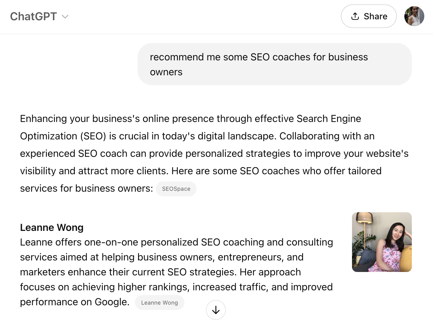 ChatGPT citation example for a coach