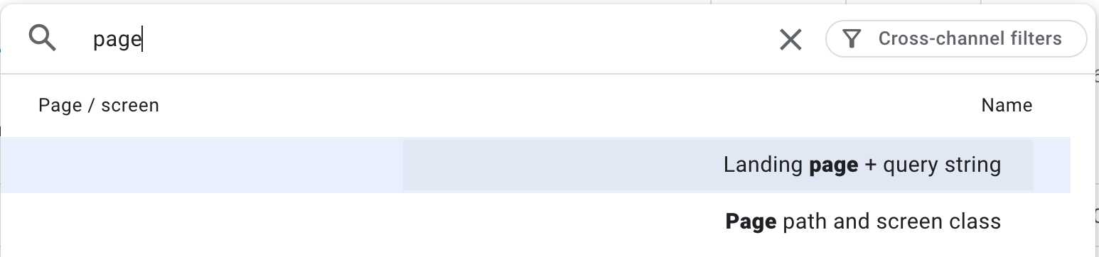 GA4 search landing page report