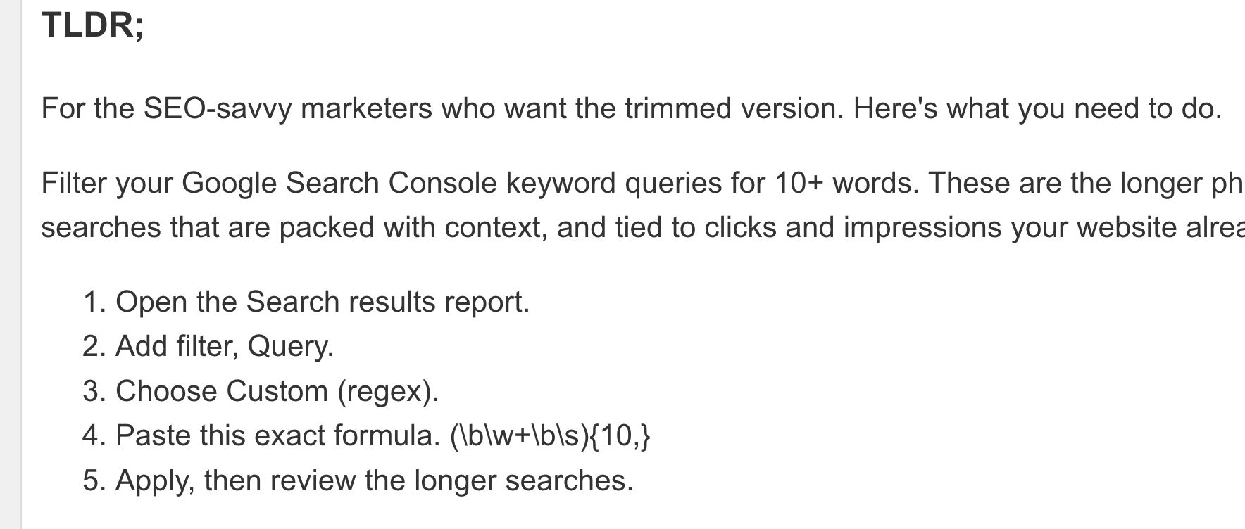 TL;DR section example