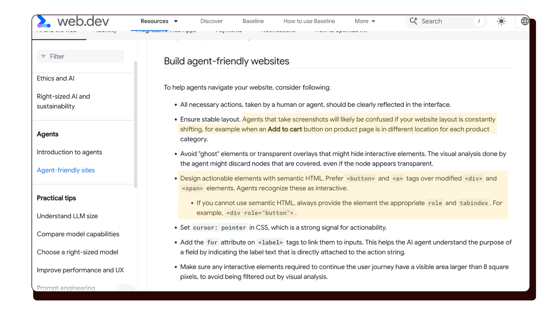 webdev agent friendly